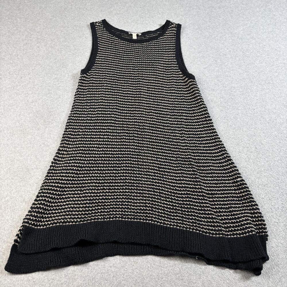 Eileen Fisher Dress Women Large Black Stripe Sweater Tank Tunic Knit Lagenlook
